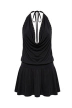 Black Studded Halter Mini Dress