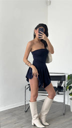 Dark Blue Strapless Mini Dress