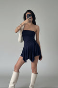 Dark Blue Strapless Mini Dress