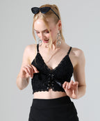 Lace Lace-Up Crop Top