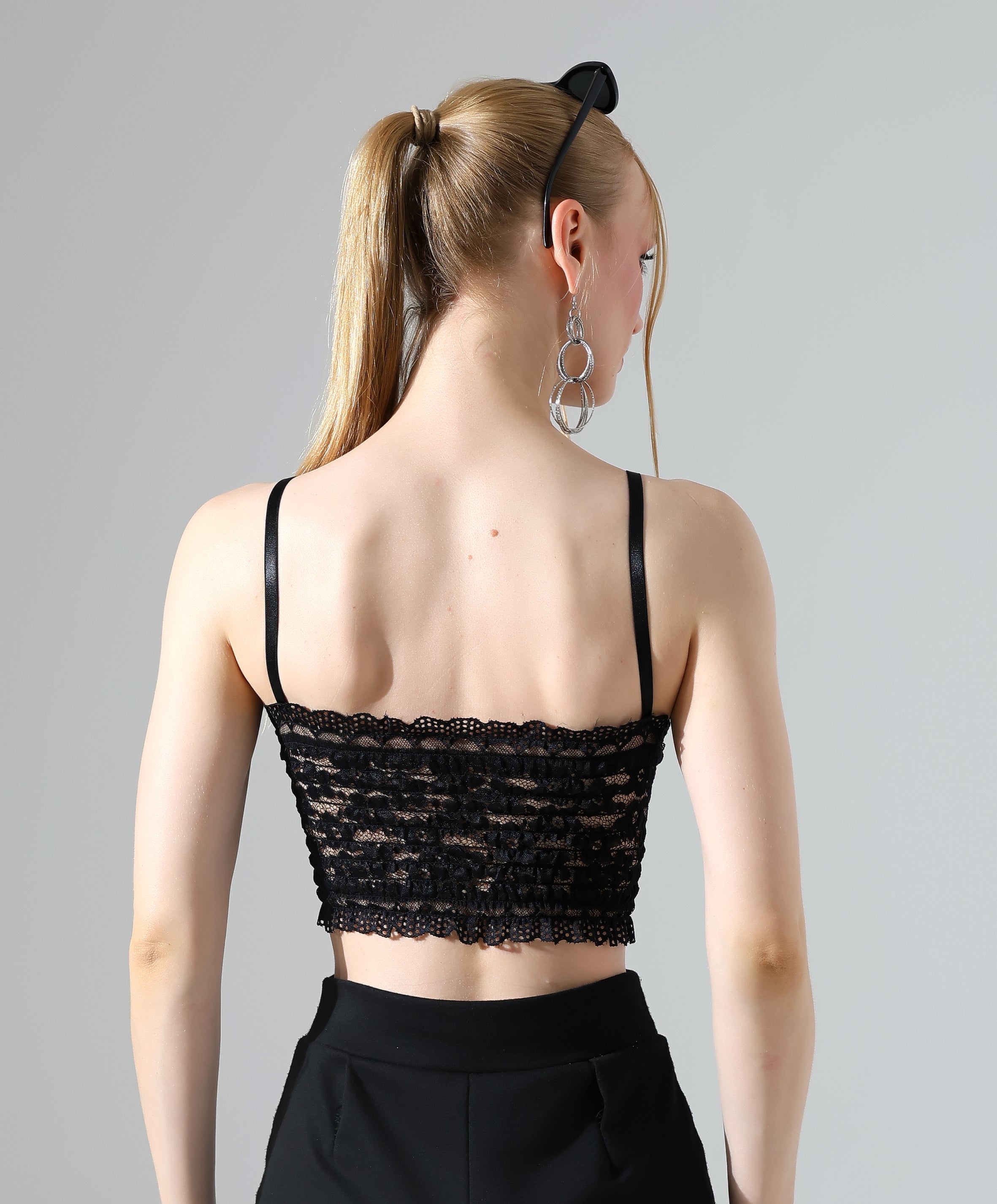 Lace Lace-Up Crop Top