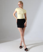Open Back Ruched Tee - Yellow