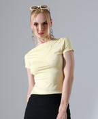 Open Back Ruched Tee - Yellow