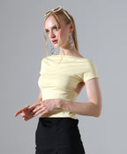 Open Back Ruched Tee - Yellow