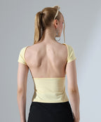 Open Back Ruched Tee - Yellow
