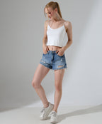 Spaghetti Strap Crop Top - White