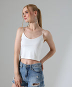 Spaghetti Strap Crop Top - White