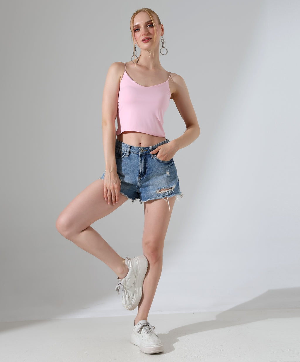 Spaghetti Strap Crop Top - Pink