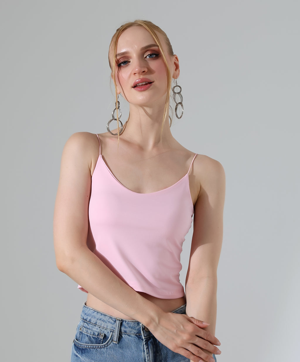 Spaghetti Strap Crop Top - Pink