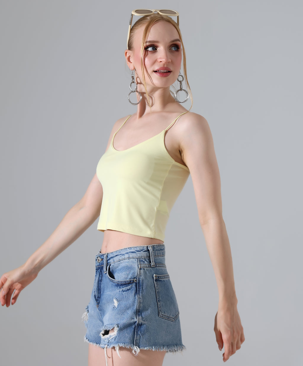 Spaghetti Strap Crop Top - Yellow