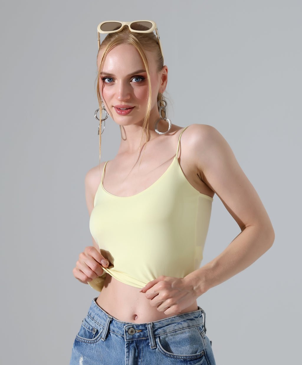 Spaghetti Strap Crop Top - Yellow