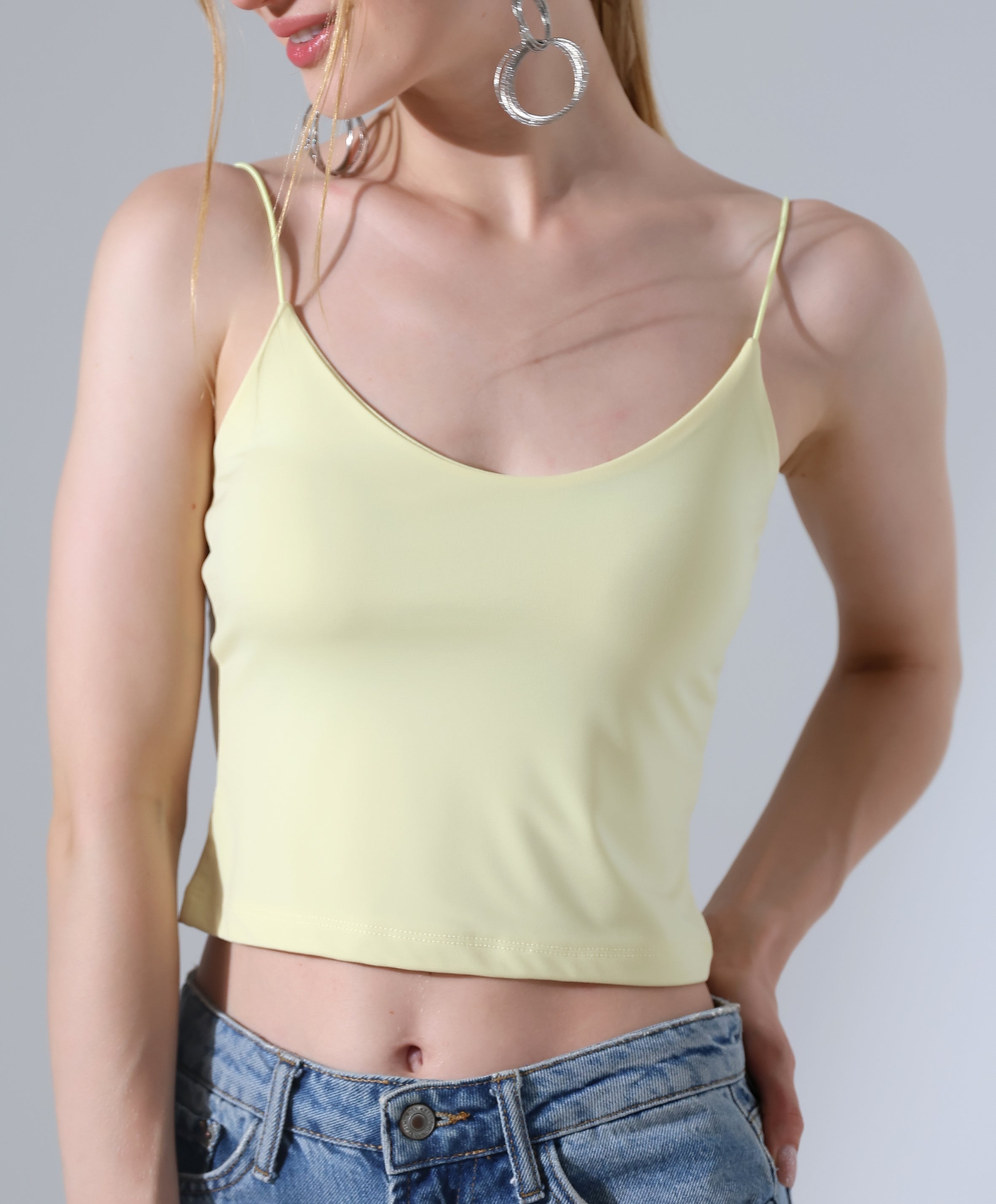 Spaghetti Strap Crop Top - Yellow