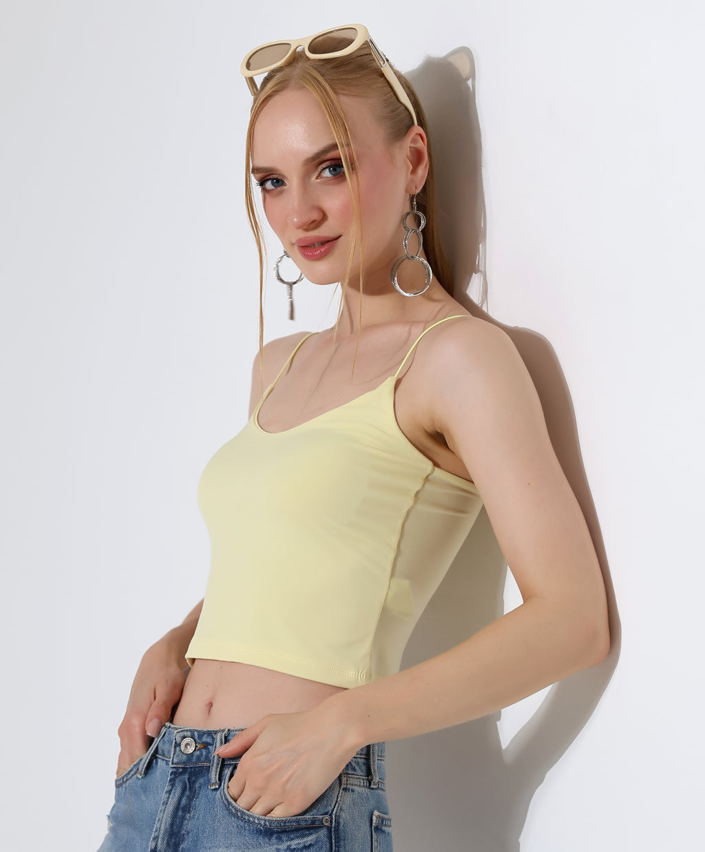 Spaghetti Strap Crop Top - Yellow