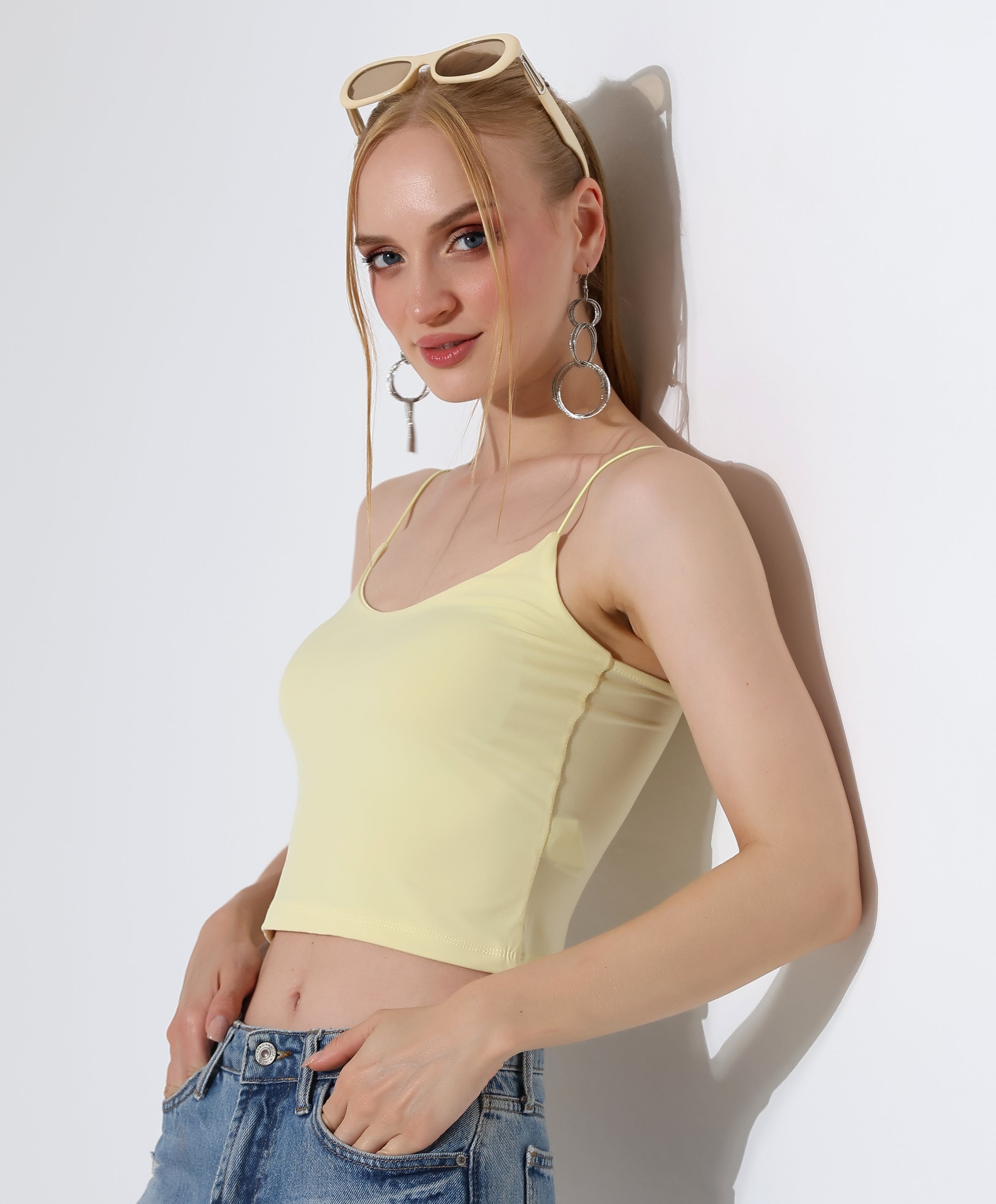 Spaghetti Strap Crop Top - Yellow