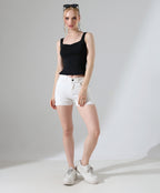 Ruched Side-Slit Tank - Black