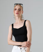 Ruched Side-Slit Tank - Black