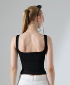 Ruched Side-Slit Tank - Black