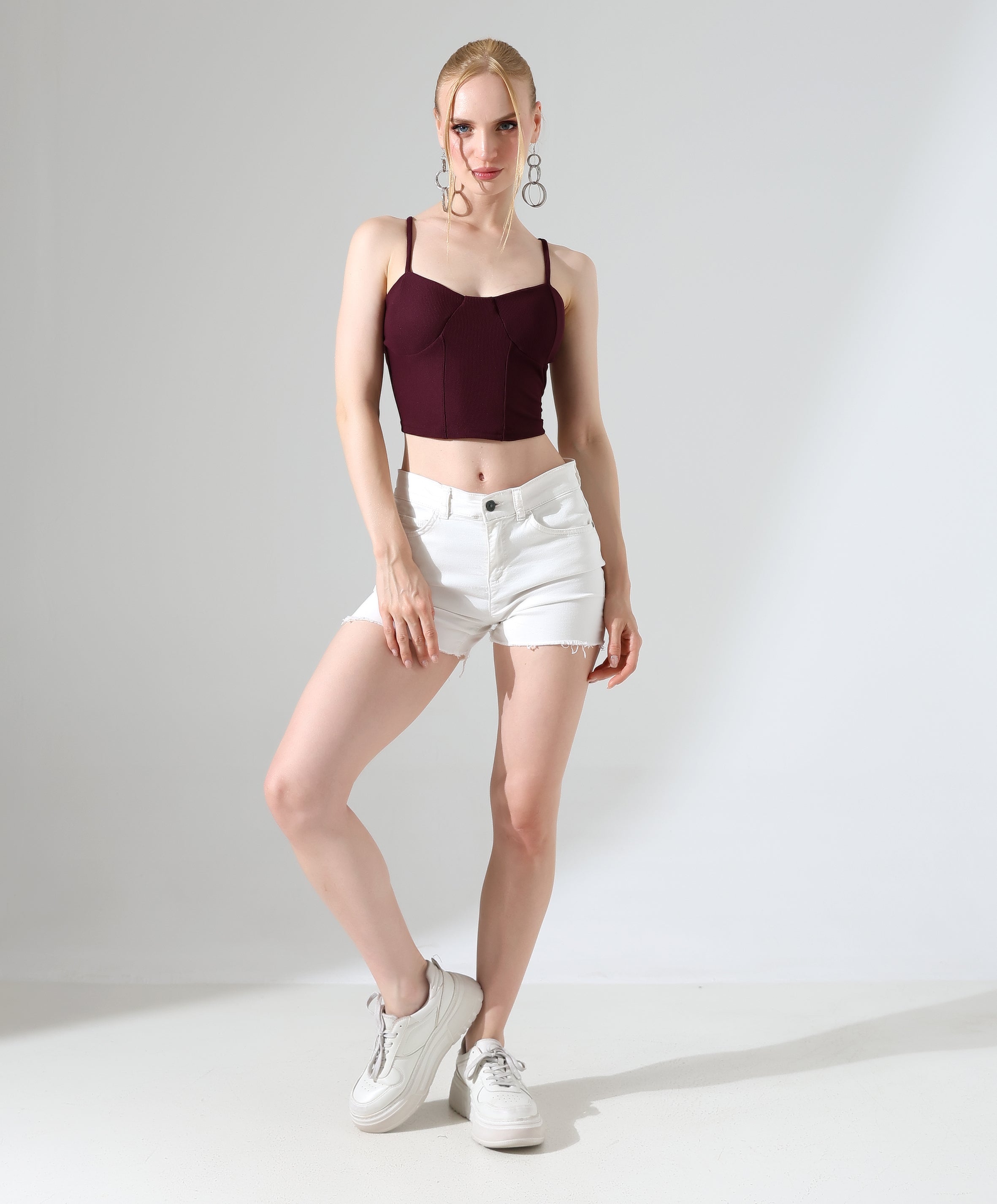 Corset Crop Top - Burgundy