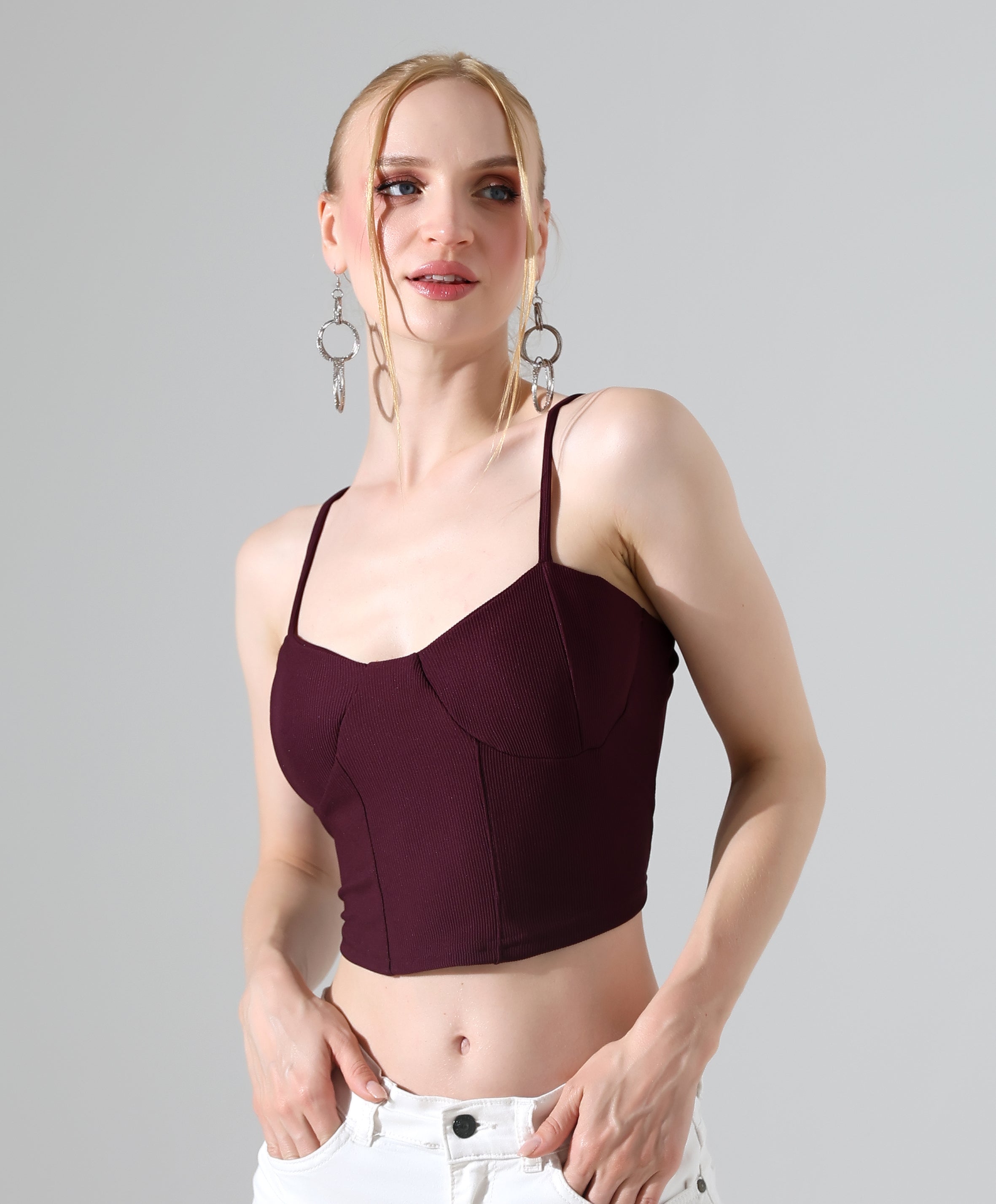 Corset Crop Top - Burgundy