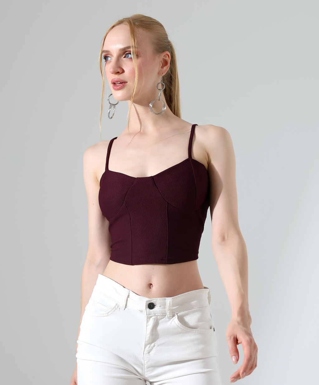 Corset Crop Top - Burgundy