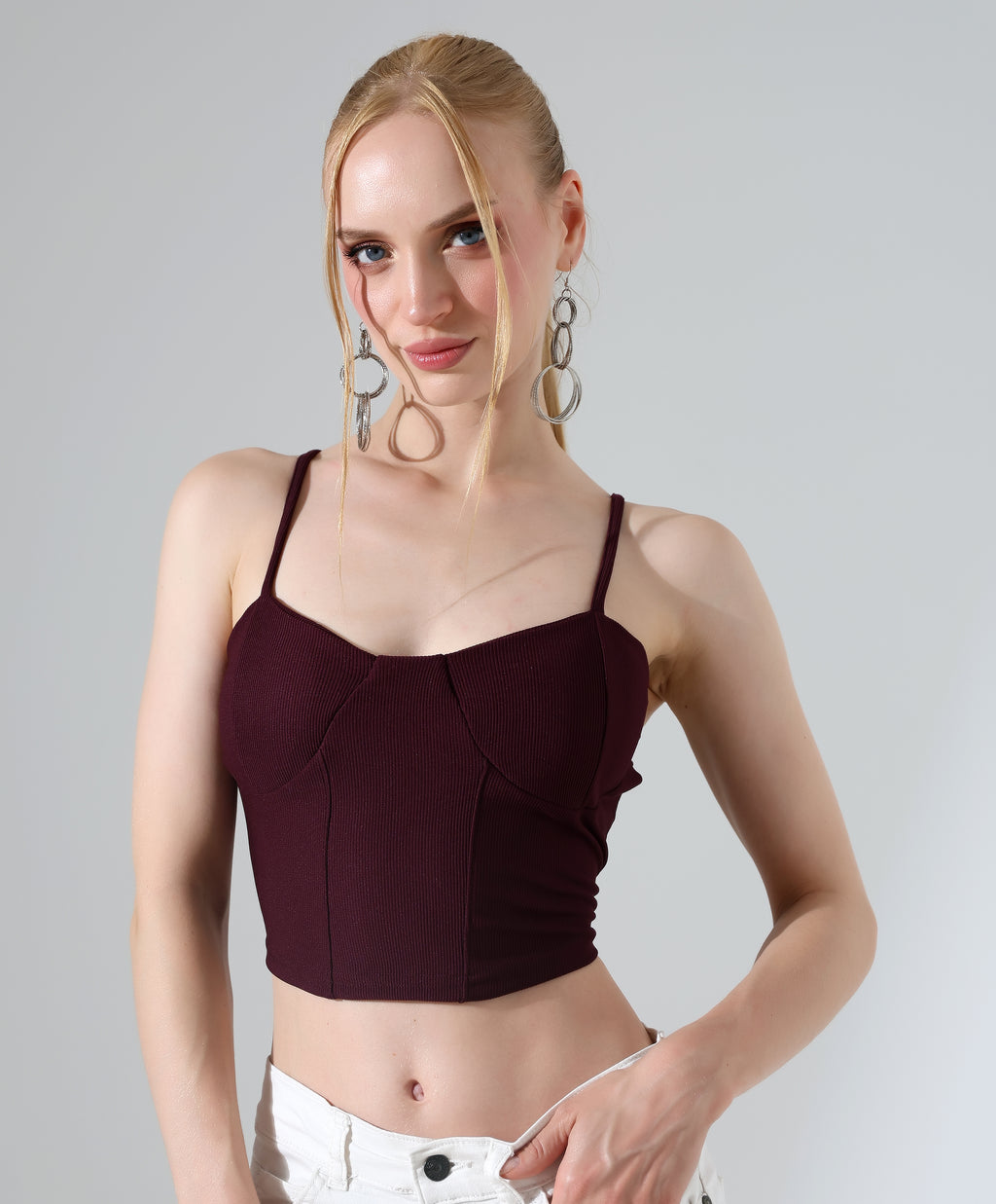 Corset Crop Top - Burgundy