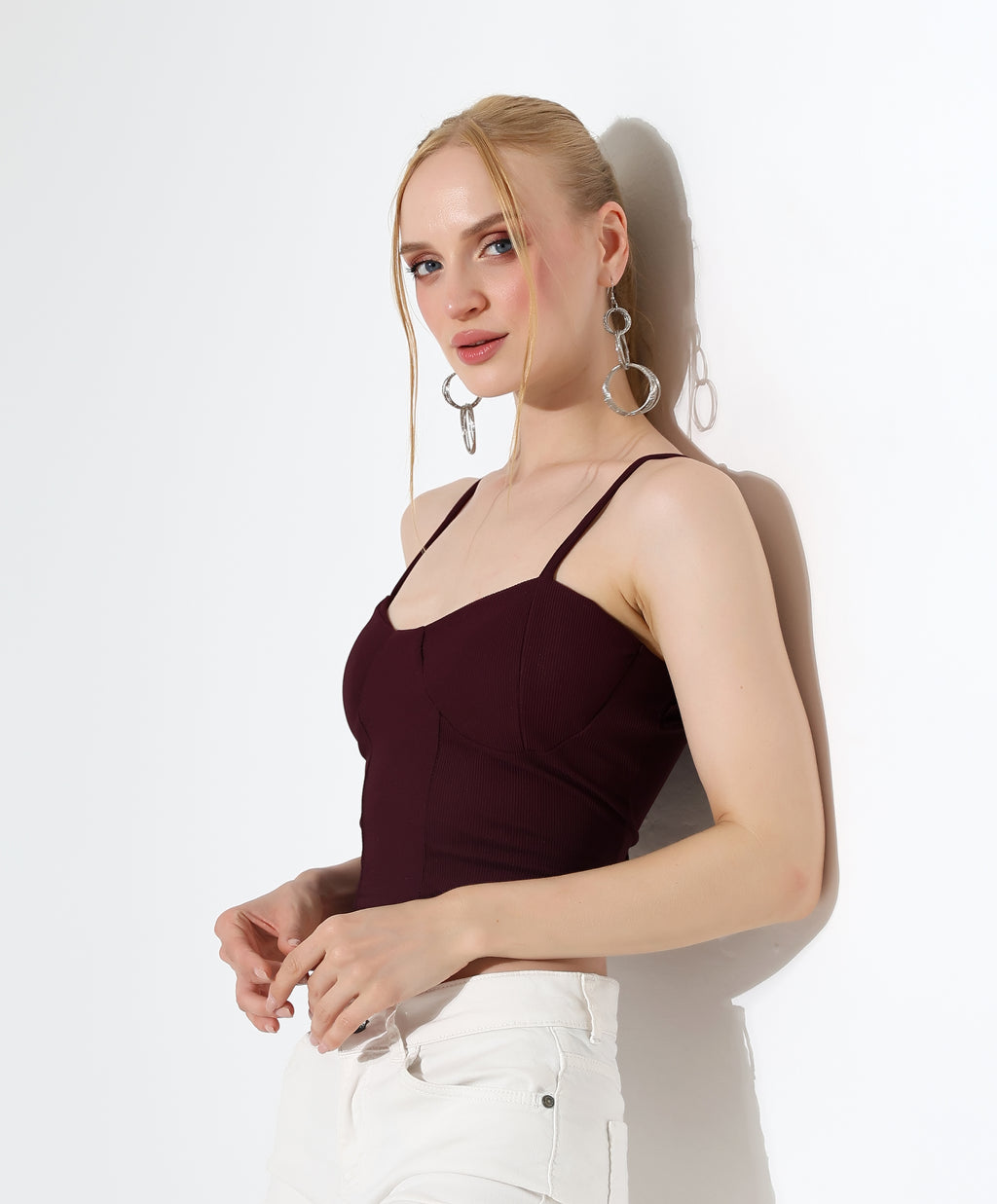 Corset Crop Top - Burgundy