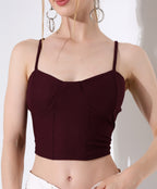 Corset Crop Top - Burgundy