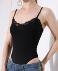 Lace-Trim Bodysuit - Black