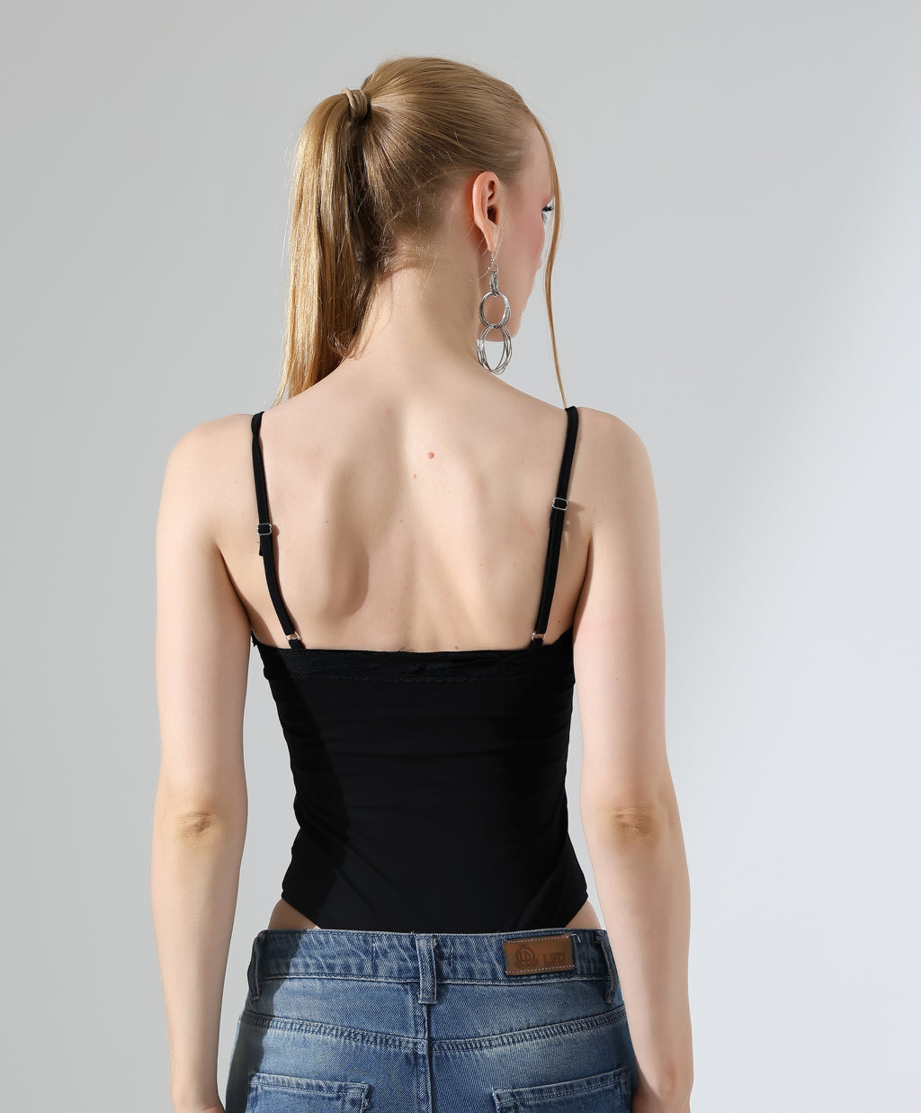 Lace-Trim Bodysuit - Black