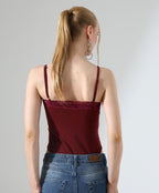 Lace-Trim Bodysuit - Burgundy