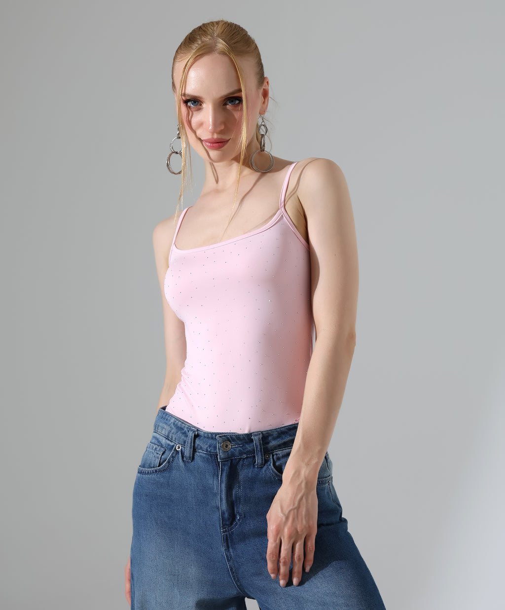 Rhinestone Bodysuit - Pink