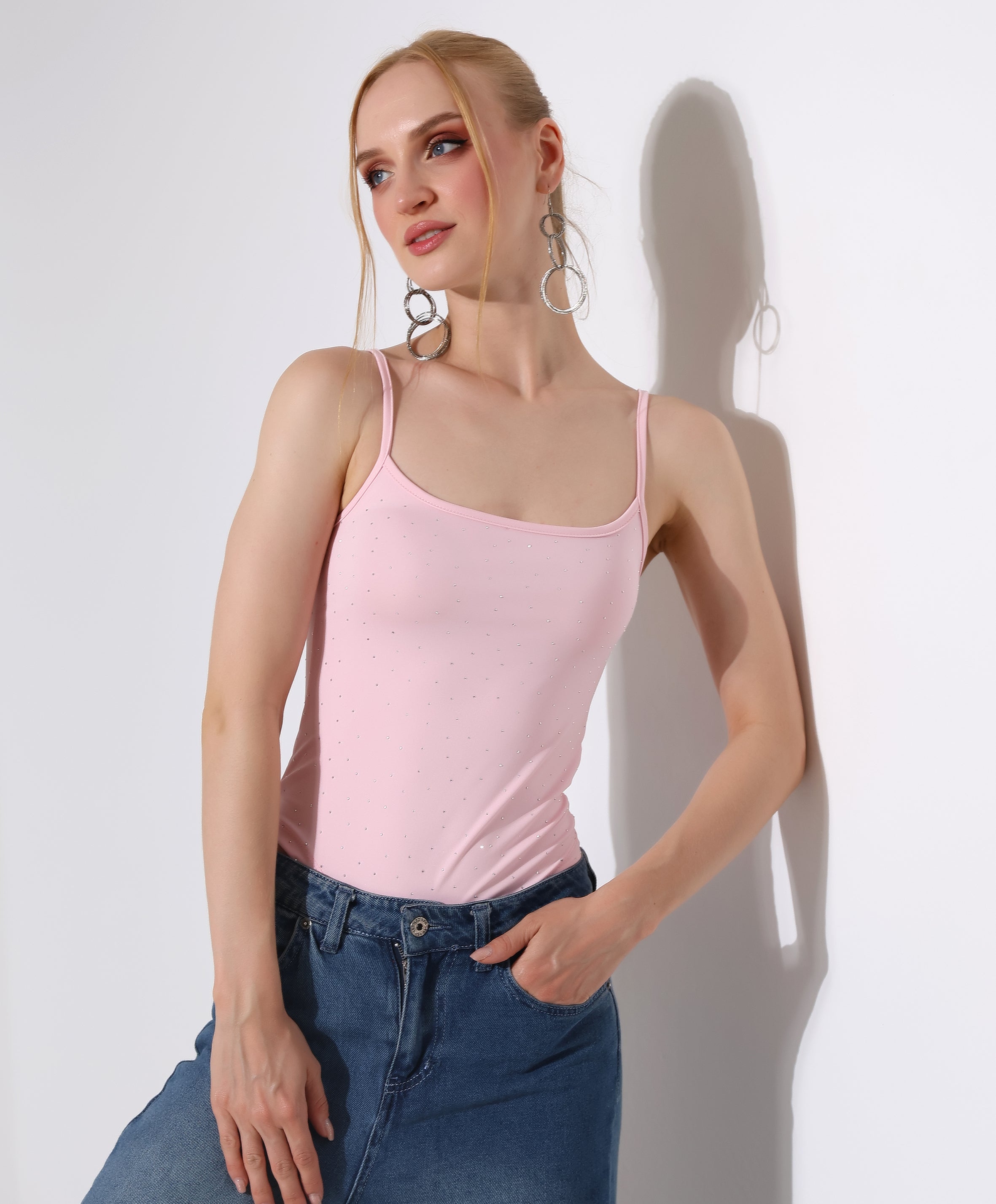 Rhinestone Bodysuit - Pink