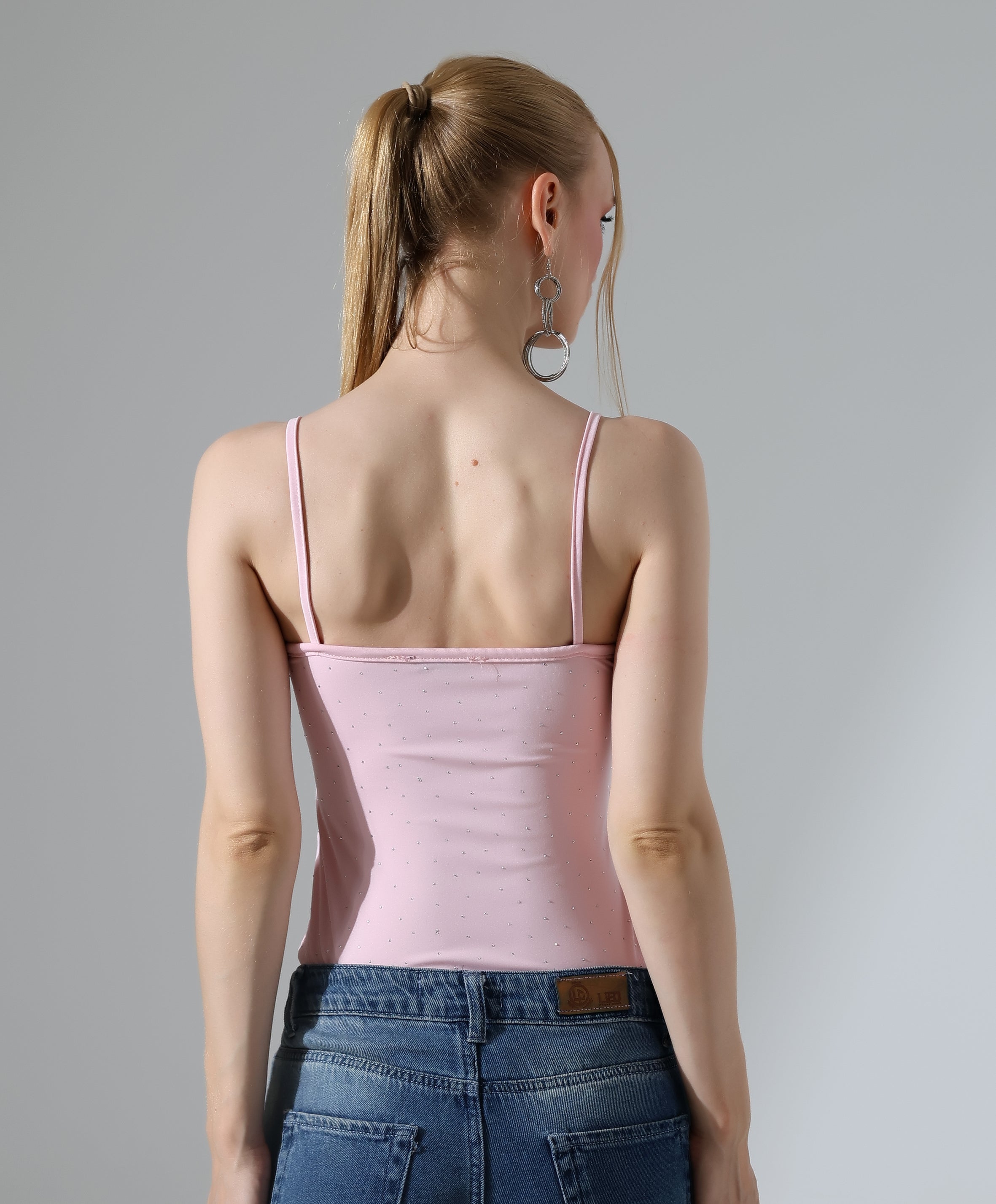 Rhinestone Bodysuit - Pink