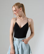 Basic V-Neck Bodysuit - Black