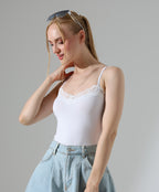 Lace-Trim Bodysuit - White