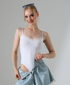 Lace-Trim Bodysuit - White