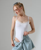 Lace-Trim Bodysuit - White
