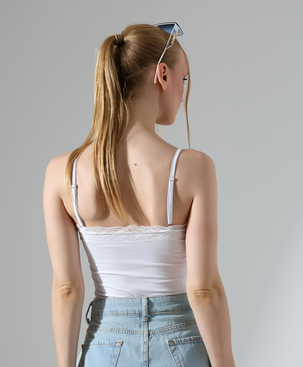 Lace-Trim Bodysuit - White
