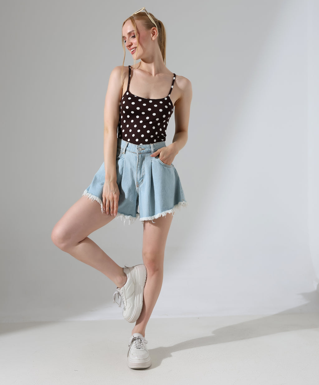 Polka Dot Bodysuit - Brown