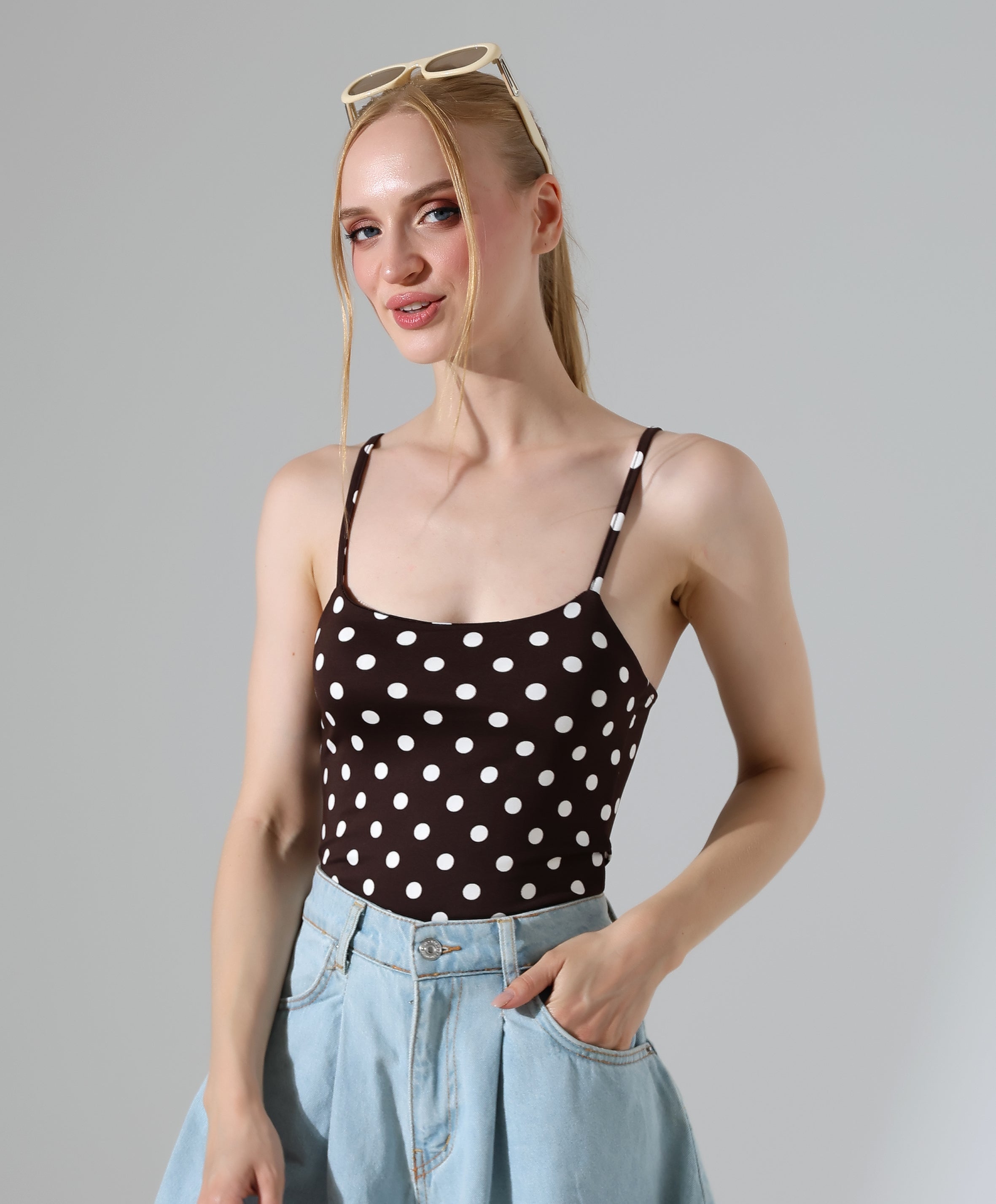 Polka Dot Bodysuit - Brown