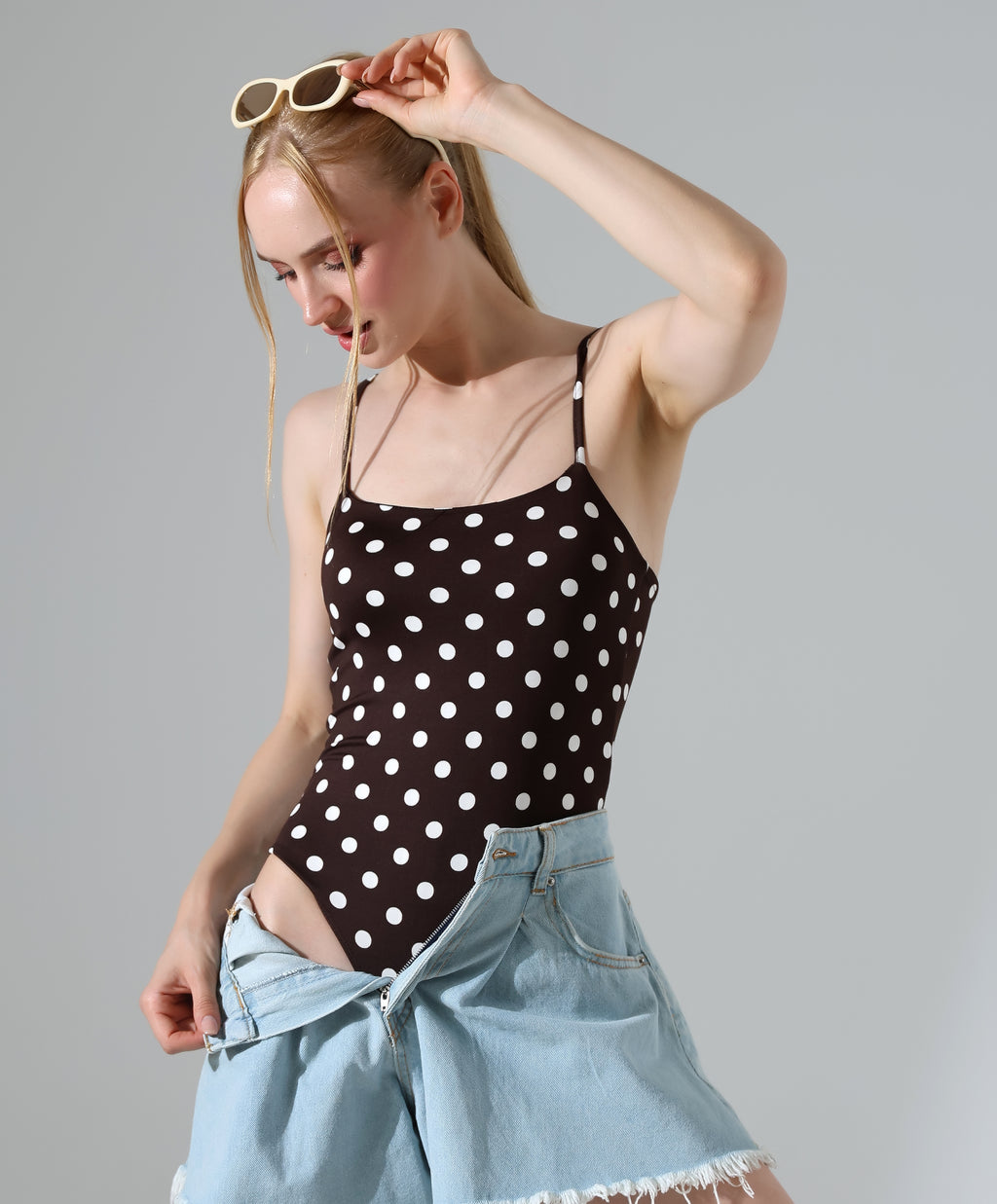 Polka Dot Bodysuit - Brown