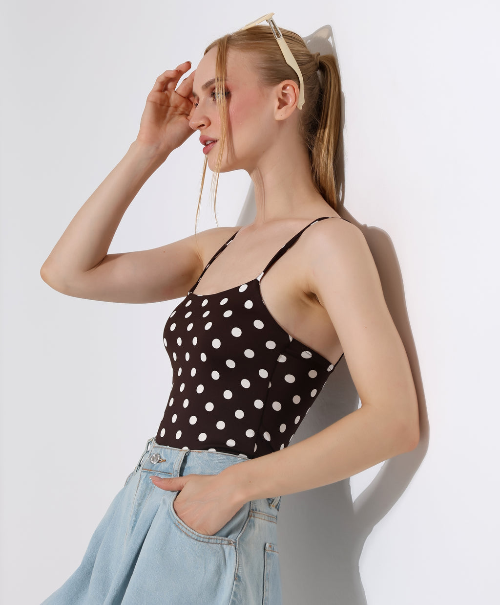 Polka Dot Bodysuit - Brown