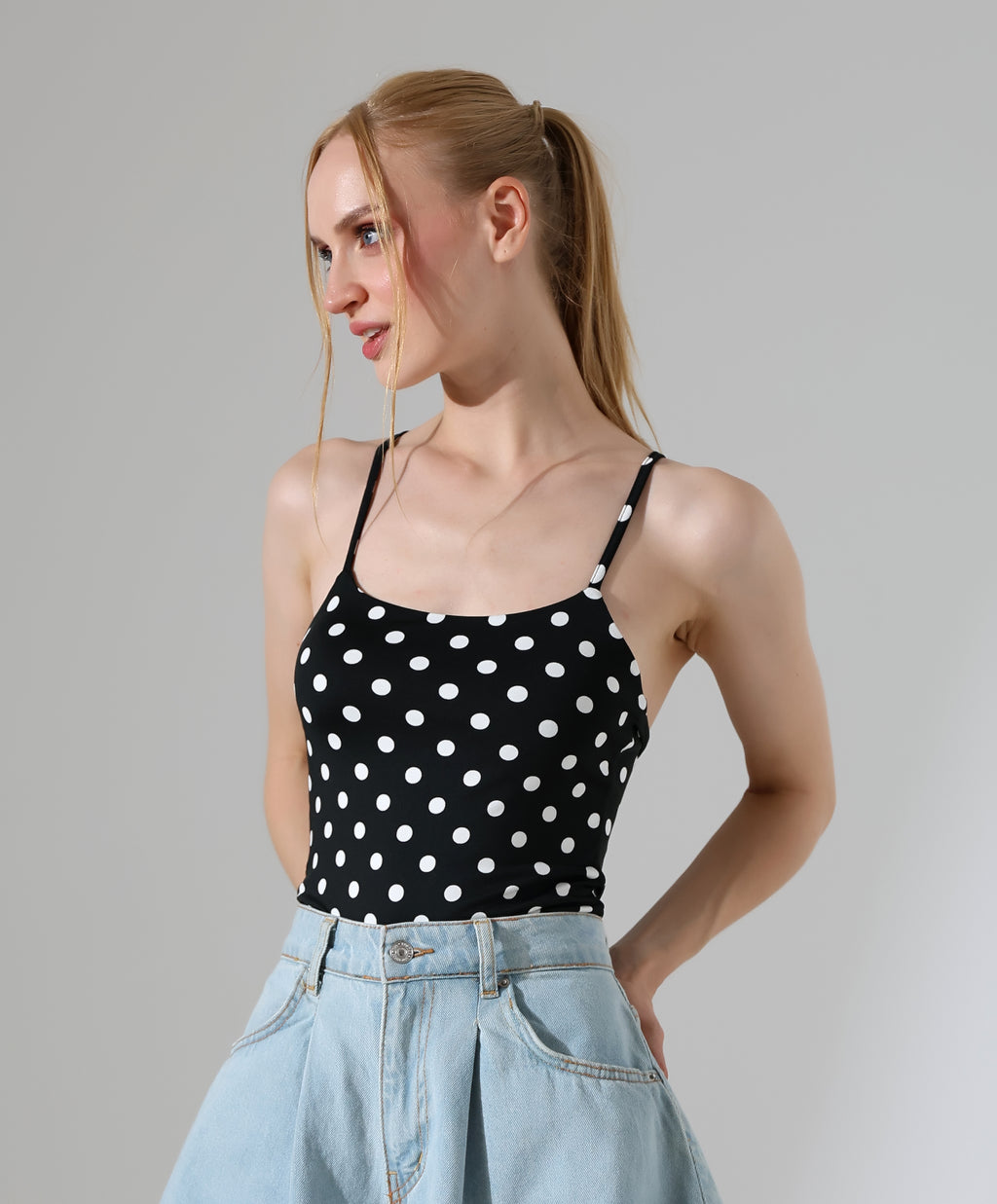 Polka Dot Bodysuit - Black