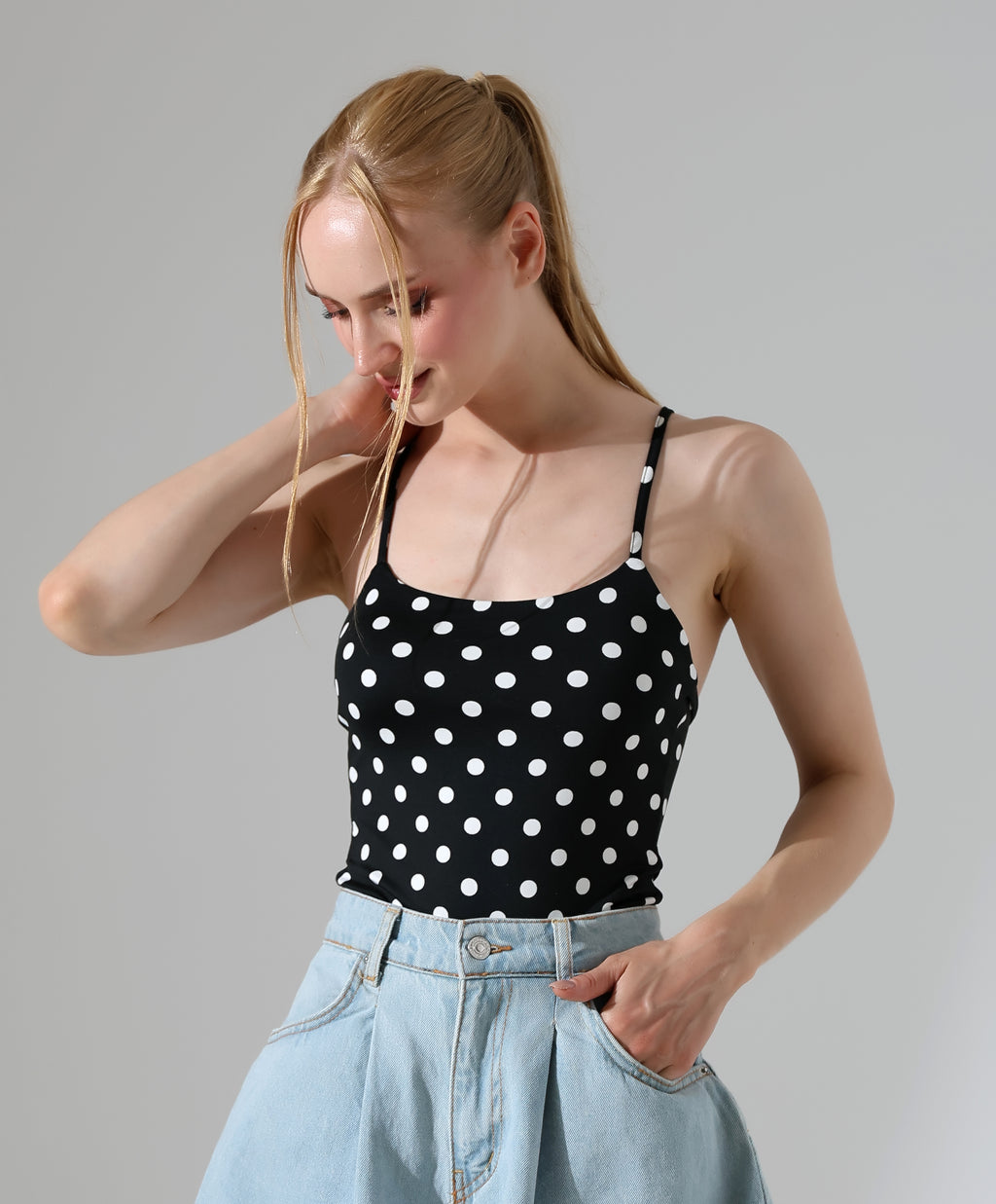 Polka Dot Bodysuit - Black
