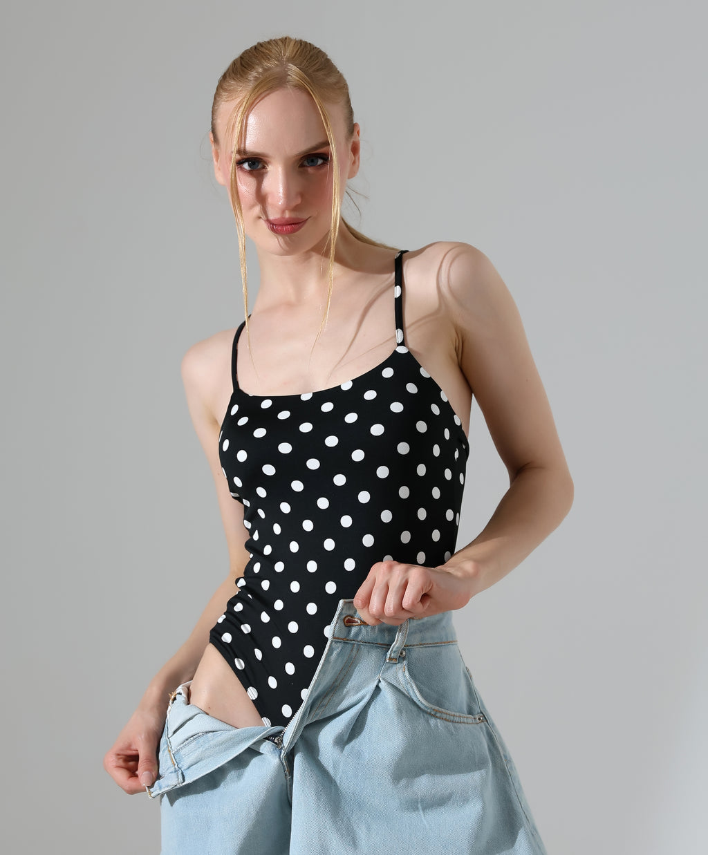 Polka Dot Bodysuit - Black