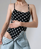 Polka Dot Bodysuit - Black