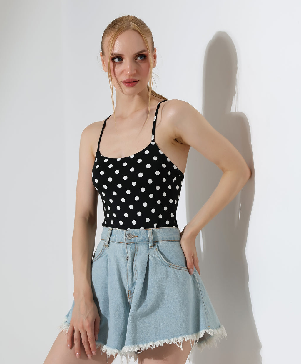 Polka Dot Bodysuit - Black