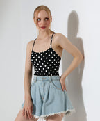 Polka Dot Bodysuit - Black