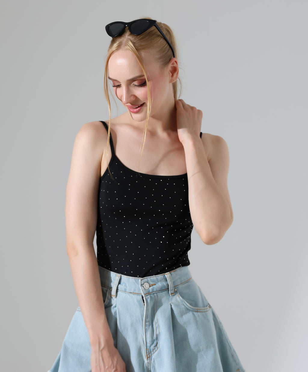 Rhinestone Bodysuit - Black