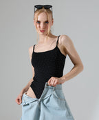 Rhinestone Bodysuit - Black